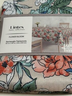 Lintex Flower Bloom Rectangular Tablecloth - Coral Floral 60” X 120”